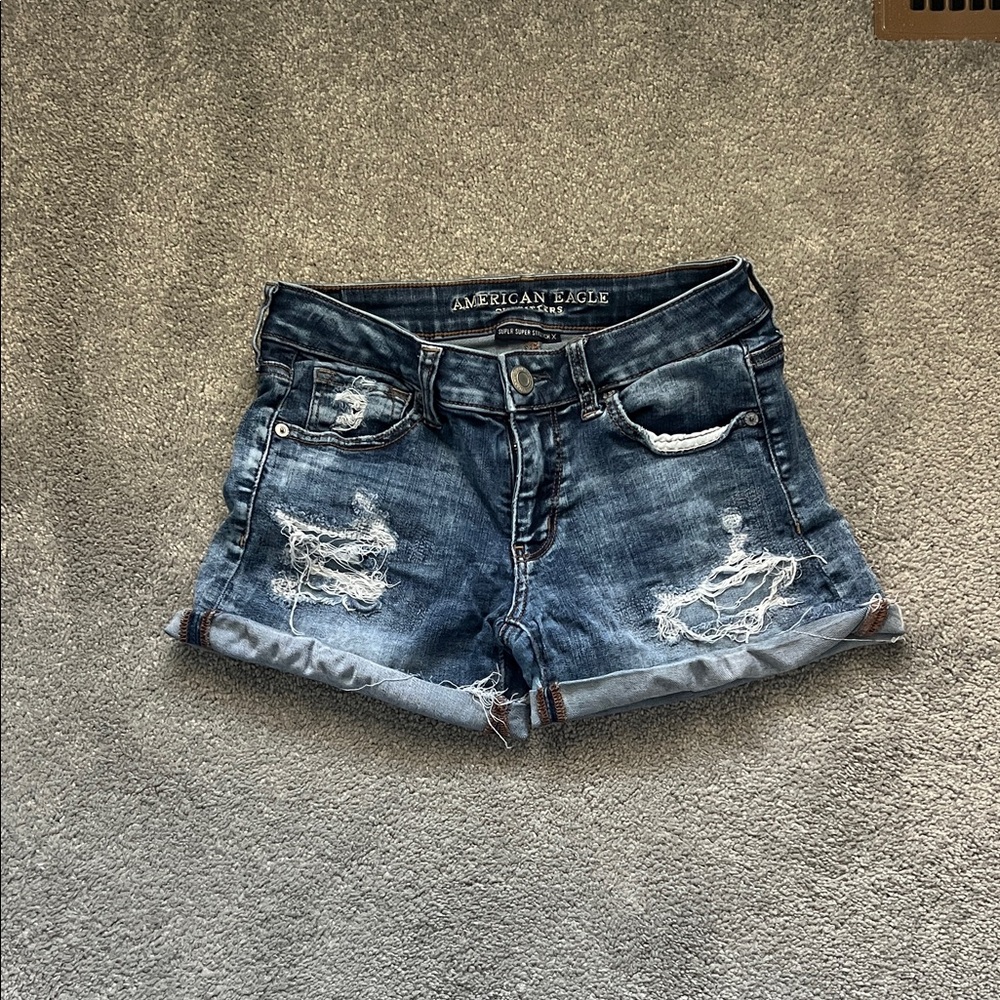 American Eagle Outfitters Distressed Blue Jean Shorts